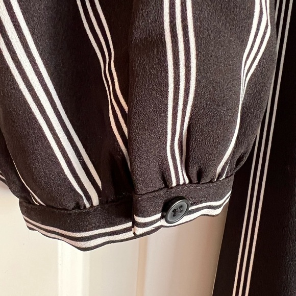 LOFT Striped Midi Black & White Wrap Dress, size S - Picture 8 of 10